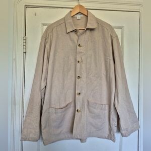 Linen And Cotton Blend Vintage Chore Style Jacket Oversized Medium By Esprit